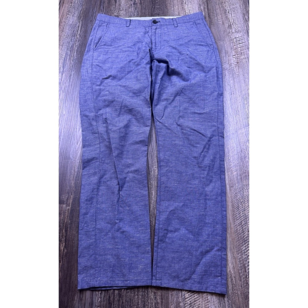 Jomers Linen Blend Blue White Stripe Pants Size 33 Summer Cool Light